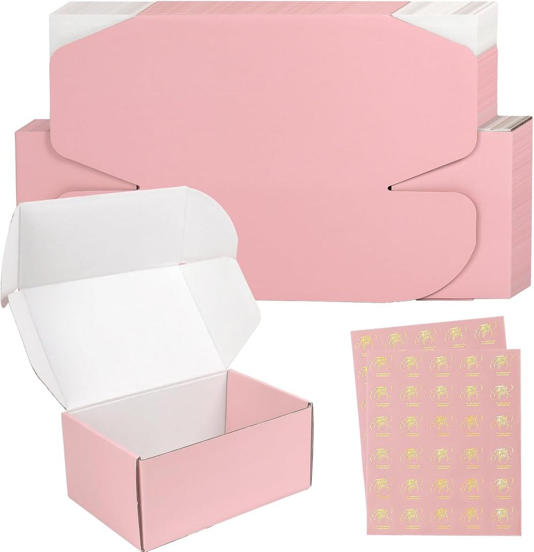 9x6x4 Inch Pink Shipping Boxes, 30 Pack Corrugated Packaging Mailer Box, Gradients Shipping Packaging Boxes for Small Business, Recyclable Cardboard Literature Gift Box