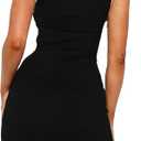 Women's Summer Sexy Square Neck Sleeveless Casual Short Dress Bodycon Party Club Mini Dresses (Black, S)