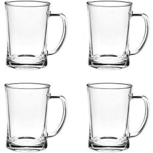 4 Pack Heavy Large Beer Glasses with Handle - 22 Ounce Glass Beer Steins, Traditional Beer Mug glasses Set
