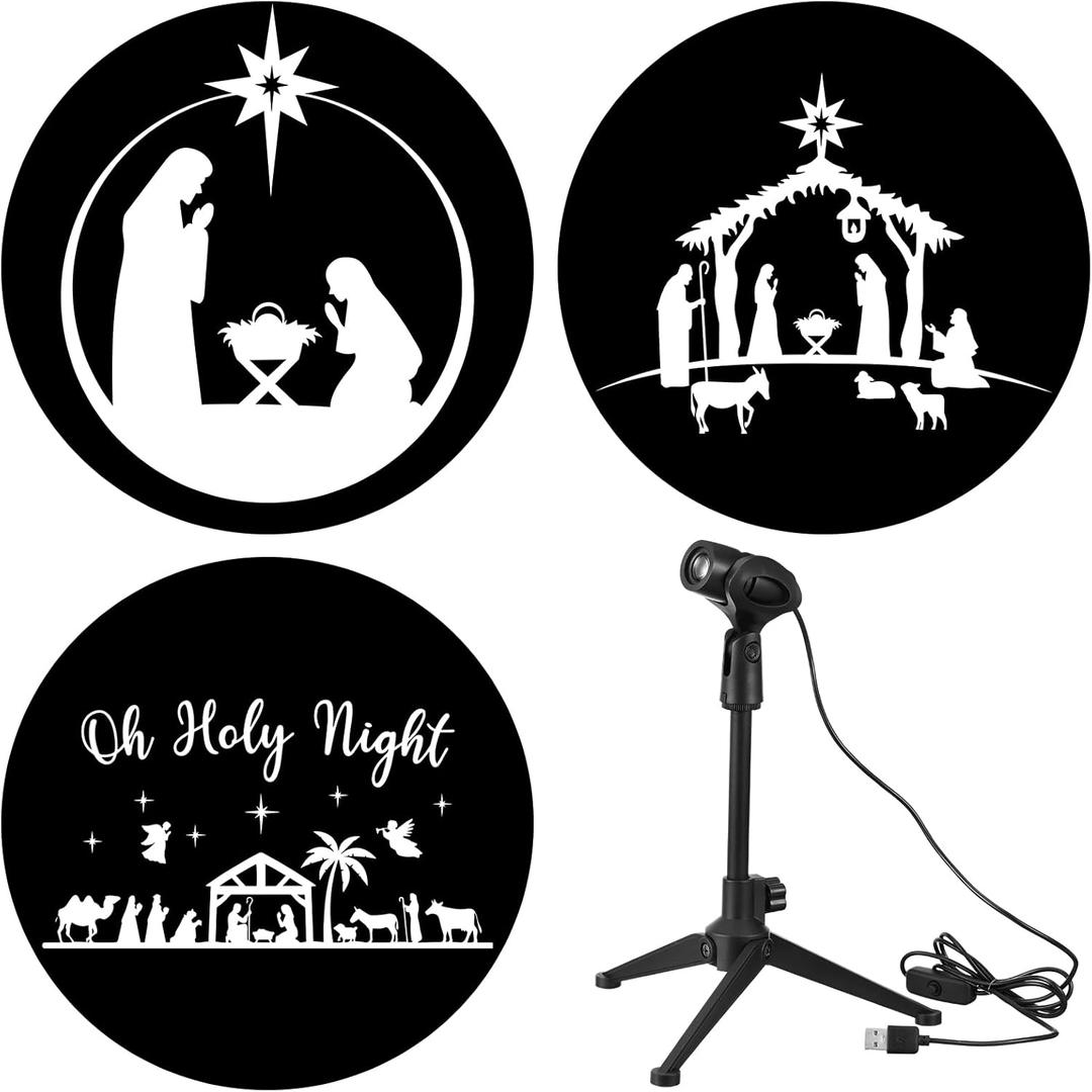 Relaxweex 2025 Christmas Nativity Scene Projector Lights for Outdoor Indoor Decoration Xmas Joy Jesus Christian Holiday Hologram Projectors Lights for Home Wall Windows Garage Doors Decor