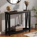 ChooChoo Console Table for Entryway Sofa Tables Living Room Farmhouse, Hallway Foyer Table Narrow with Shelf, Black, 11.8"d X 39.4"w X 31.5"h