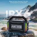 ANCOON Speakers Bluetooth Wireless: 80W(Peak) Loud Speaker with Bass, 20H Playtime, IPX6 Waterproof, Large Jobsite Speakers for Work, Outdoor, Workshop, Garage, Portable Speaker with TWS (Black)