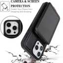 GUERNICA for iPhone 15 Pro Max (6.7") Wallet Case with Card Holder, RFID Blocking for Women Men, Kickstand Shockproof Phone Case for Apple 15 Pro Max, A - Black