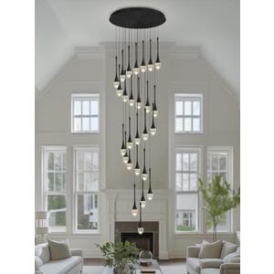 H138''Modern Crystal Chandelier for High Ceiling, Large Spiral Crystal Chandeliers, Luxury Raindrop Foyer Chandeliers, Hanging Pendants Lighting for Entryway, Staircase, Hallways, Living Room (26-Lights)