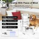 RIZZARI Gravity Dog Water Dispenser: Ion Exchange System with Activated Carbon-Helps Prevent Urinary Stones-8L Large Auto-Refill Stainless Steel Pet Waterer for Busy Owners-Living Room-Backyard