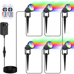 VOLISUN Christmas Spotlights Low Voltage Landscape ligths with Transformer Christmas Outdoor Uplights,16 Color Changing Waterproof Pathway Lights for House Indoors/Yard/Path/Garden(6Pack) (6 pack)