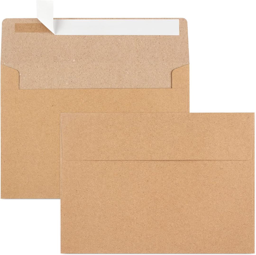 50 Pack Brown Kraft Envelopes, 5x7 Envelopes for Invitations, A7 Invitation Envelopes for Personalize Gift Cards, Wedding, Baby Shower, Birthday Party