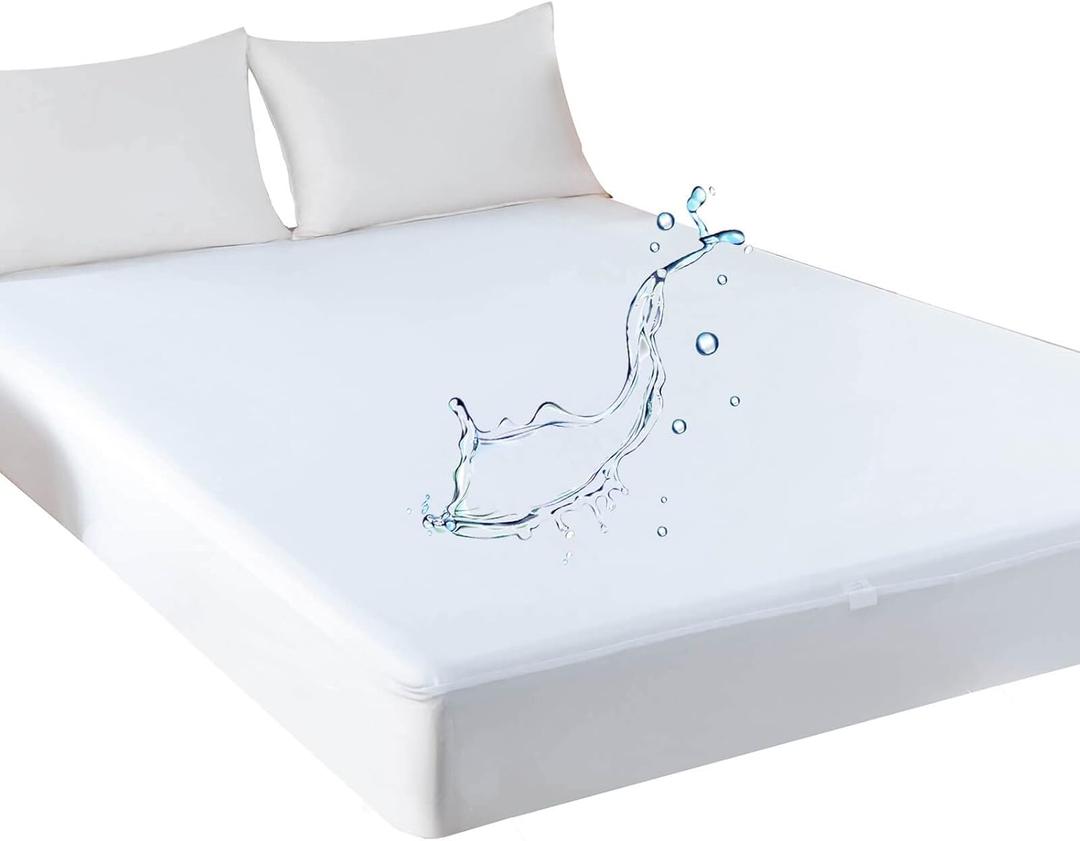 Kingnex Waterproof RV Short Queen Mattress Protector for 60x75 RV Queen Camper Bed Smooth Top Fitted Sheet Style Matress Cover