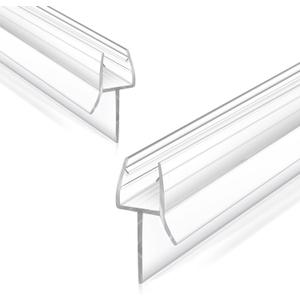 Bathroom Framless Shower Glass Door Bottom Seal Strip, 2PCS 36 Inch Long PVC Clear Seal Strips for 5/16"(8MM) Glass Door, to Stop Water Leakage