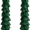2 Pack Christmas Tree Taper Candles, 10 Inch Evergreen Unscented Decorative Candles for Xmas Table Centerpiece, Mantel, Holiday Festival Party Decorations
