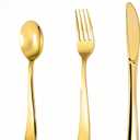 Lullaby 320pcs Gold Plastic Silverware, Disposable Silverware Include 120 Forks, 100 Spoons, 100 Knives, Gold Cutlery Set Disposable for Weddings, Party and Daily Use