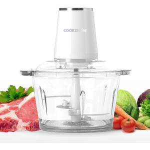 Food Processor,Electric Food Chopper with 500W Stainless Steel Motor & 2 Sharp Blade Sets,8-Cup Glass Bowl for Meat, Vegetables, Fruits and Nuts
