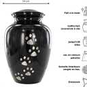 Trupoint Memorials Large Pet Urn for Dogs and Cats Ashes, Paws Print Black Cremation Urns for Pets up to 122 lbs