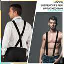 Janmercy 2 Pcs x Back Hidden Suspenders 1.5 Inch Work Suspenders for Men Under Shirt Clothing (Black and Khaki)