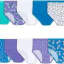 Fruit of the Loom Girls' Tag Free Cotton Brief Underwear Multipacks, Low Rise Brief - Purple/ Blue/ White, 8, Pack of 10