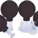 FeelFree Sport 4 Pieces Glass Facial Suction Cupping Set-Silicone Vacuum Suction Massage Cups Anti Cellulite Lymphatic Therapy Sets for Eyes, Face and Body (Black)