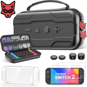 AXYBCOOL Switch 2 Case Bundle Compatible with Nintendo Switch 2/Switch/SwitchOLED Console, Hard Shell Protective Portable Travel Carry Case for Switch Games & Accessories