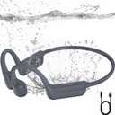 Swimming Headphones-Bone Conduction Headphones, IP68 Waterproof Open Earphones, LiteSurge Bluetooth 5.4 Underwater Sport Earbuds with 32 GB MP3 Memory for Swimming, Marathon-Charcoal