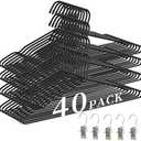 40Pack Heavy Duty Thickened and Reinforced Metal Hangers+5 Clothes Pins, Non-Slip Black Metal Hangers, Weight Capacity 50 lbs, Heavy Duty Hanger for Coats, Suits, Shirts, Dresses