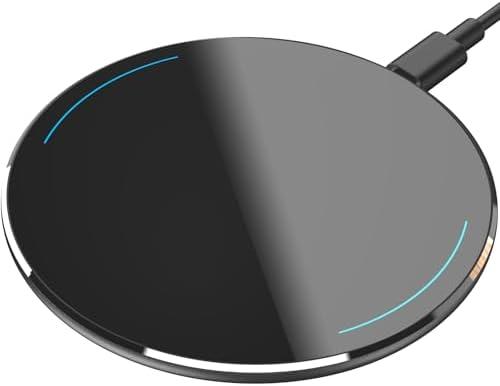 TOZO Wireless Charger 15W Max Fast Wireless Charging Pad Compatible with iPhone 16/16 Plus/16 Pro Max /15/14/13/SE/12 Series, Samsung Galaxy S24/S23/S22 Series (No AC Adapter), Glossy Black 2 Plates 2 Adapter