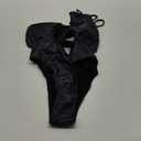 JUMISEE Women Rave Holographic Snakeskin Wrap Swimsuit Sexy Strappy Backless Bathing Suit (Medium, Black)