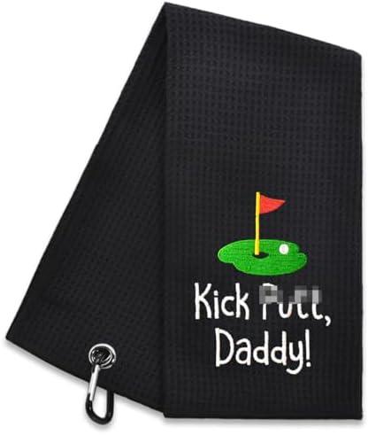 Hafhue Kick Put Daddy Embroidered Golf Towel, Dad Golf Towel, Golf Accessories for Men, Golf Gift for Dad Grandpa, Birthday for Dad Grandpa Golf Fan, Retirement Gift for Dad, Pack 2