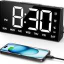 GOLOZA Digital Alarm Clocks for Bedrooms, Digital Clock with 4 Level Brightness +Off, Dual Customizable Alarms, USB Port, Power-Off Memory, Snooze, DST, 12/24H, Desk Clock for Kids Adults Elderly (Manual Time Sync, Daisy White)