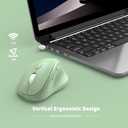 Ergonomic Wireless Mouse with USB Receiver for PC Computer, Laptop and Desktop, Ergo Vertical Mouse with Silent Clicks Long Battery Life, Up to 1600 DPI & 1 AA Battery Powered, Green