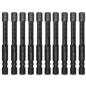 10Pcs 5mm Dry Diamond Drill Bits Set, Larouoba 3/16 Black Diamond Core Drill Bits for Tile Ceramic Marble Porcelain Stone Glass(not for Wood)