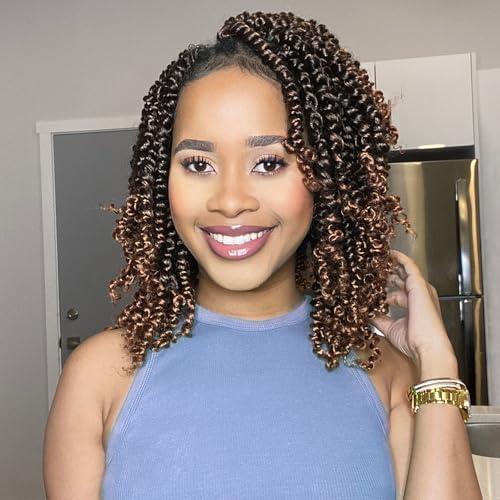Fulcrum Passion Twist Hair 10 Inch, 8 Packs Passion Twist Crochet Hair for Black Women, Prelooped Crochet Twist Hair with Curly Ends (10Inch, T30#)