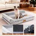 Dog Bed Large Sized Dogs, Orthopedic Dog Sofa Pet Bed, Waterproof Memory Foam Dog Bed, Large Dog Couch Bed with Washable Removable Cover, Grey - 35x27.95x6.3in