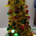 N&T NIETING Pop Up Christmas Tree with Lights & 40 Balls, 6Ft Collapsible Gold Mix Tinsel Tree Decorations for Holiday Home Office Decor, Gold