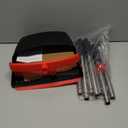 NACENA Broom and Dustpan Set, 52-in Long Adjustable Handle Broom Dustpan Combo with Dustpan Teeth to Automatically Clean Hair Suitable for Home Kitchen Office Hall FloorBlack&Red (1 Pack)