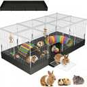 20 Planes Guinea Pig Cages Enclosed Hamster Cage with Transparent Top & Waterproof Liner, Expandable Cage for Guinea Pigs, Metal Wire Yard Fence Rabbit Cage