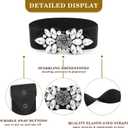 Rhinestone Stretch Belt Wide Formal Belt Women Fashion Belts Elastic Dressy Waist Accessories (Black White Belt, M:fit waist size 31-40 in)