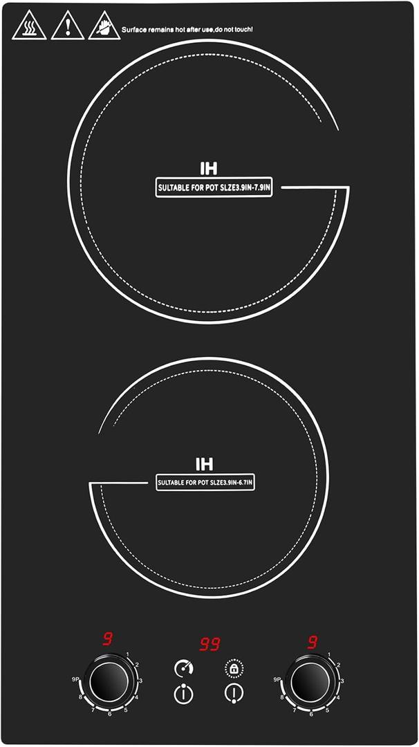 Double Induction Cooktop,110V 2600W 2 burner induction cooktop with hot plat with LED Touch Screen 10 Levels,Child Safety Lock & Timer 110V countertop burners, Double Burner Electric Cooktop