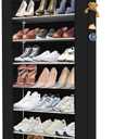 9 Tier Shoe Rack with Cover, 28-35 Shoes, 22" Wide *12" Deep *62.2" Tall, Larger Shoe Rack Organizer, Storage Cabinet with Dustproof Cover Black for Closet Entryway Garage