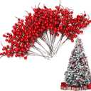 30 Pack Red Berries, 10.2 Inch Artificial Red Berry Stems Red Artificial Berry Branches for Christmas Tree Decorations, Crafts, Holiday and Home Decor