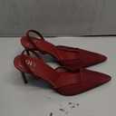 QIY Burgundy Mesh Kitten Heels for Women 4 Inch Stiletto High Heeled Mules for Women Heels 2026 Pointy Closed Toe Heel Slingback Slides Slip On Pumps Women's Cute Strappy Sandals Size 8.5