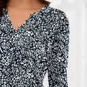 LOMON Women's Casual Shirred V Neck Tops Smocked Long Sleeve Shirts for Women Fall Loose Pleated Tunic Blouses (S)