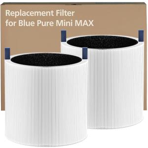 2 Pack Mini Max Replacement Filter, FMINI Filter Compatible with BLUEAIR Blue Pure Mini Max Air Purifier, Ture HEPA + Activated Filter
