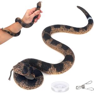 Realistic Rubber Fake Snake Rattlesnake Practical Joke Toy with String and Clip, Scary Plastic Prank Prop for Halloween, Garden Decor, Bird Repellent, and Funny Scare Gags
