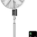 Holmes 16 Inch Chrome Digital Metal Stand Fan 3 Speeds 75 Degree Oscillation 20 Degree Head Tilt Adjustable Height Quiet Operation Remote Control for Home Office Bedroom Living Room