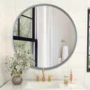 Bathroom Mirror for Wall Mirrors for Wall Metal Framed Round Hanging Mirror Matte Deep Grey Small Mirror Modern Ative for Restroom Farmhouse Hanging Deep Grey