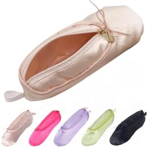Ballet Dance Shoe Makeup Bag For Little Girls, Ballerina Slipper Makeup Pouch Bag, Ballet Pointe Shoes Gifts (Pink)
