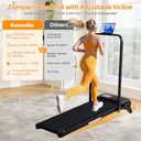 Portable Walking Pad with Handle Bar & Adjustable Incline, 350LBS Capacity Small Treadmill for Small Spaces, 3.5HP Compact Electric Under The Desk Treadmills with Handles for Home Small, 0.6-7.6MPH