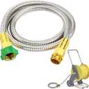 Male to Female Leader Hose for Hoses Reel - 5ft Leakproof Kink Free Short Garden Hose, Heavy Duty 304 Stainless Steel Flexible Water Pipe for Outdoor Garden Watering Car Pet Cleaning