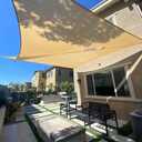 SUNLAX Sun Shade Sail 12' x 12' x 17' Sand Right Triangle Canopy Sail Shade Cover UV Block Permeable Sunshade Outdoor for Patio Backyard