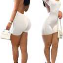 Hafailia Bodycon Jumpsuits for Women Sexy Backless Rompers Long Sleeve Scoop Neck Bodysuits One Piece Outfits (Small, Unique White)