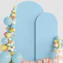 Wokceer Wedding Arch Backdrop Cover 7.2FT, 6FT Spandex Fitted Dusty Blue Arch Covers 2 Set Round Top Chiara Arches Backdrop Cover for Birthday Party Ceremony Banquet Decoration